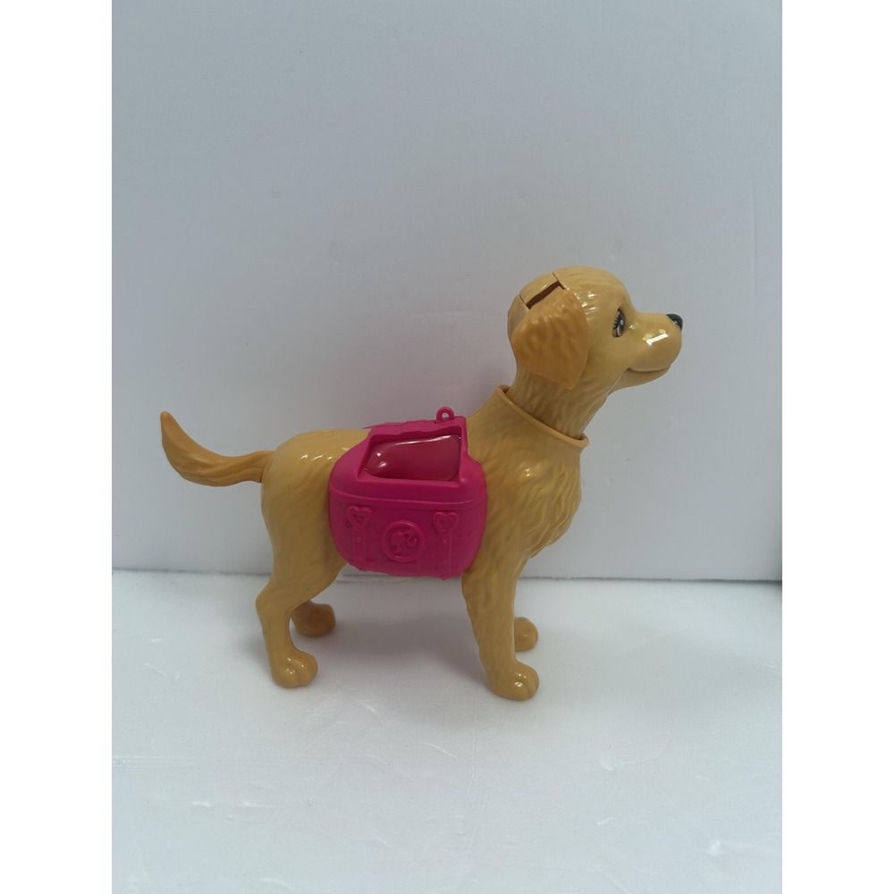 Barbie Brown Dog Figure Toy Pink Backpack 5 Inch Plastic Collectible